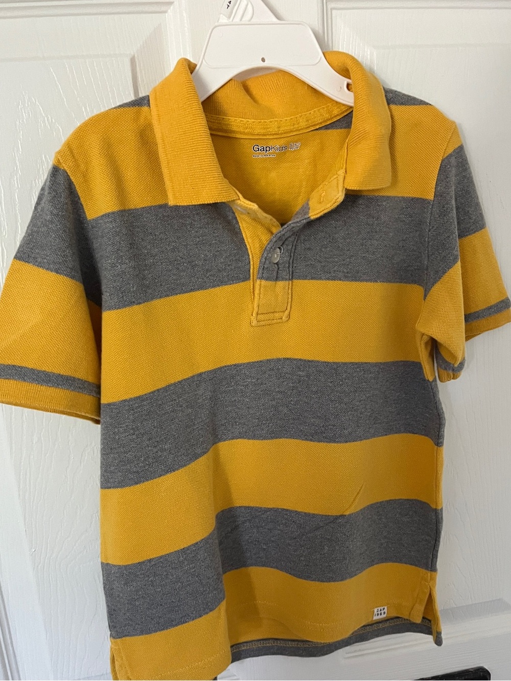 GAP Boys Yellow and Gray Wide-Stripe Polo